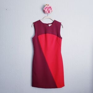 Milly Burgundy and Red Colorblock Dress